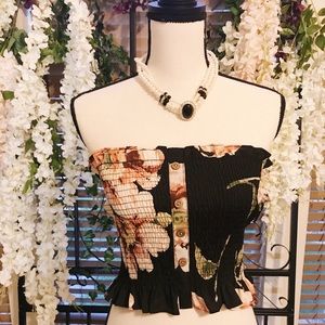 Floral Ruffle Tube Top